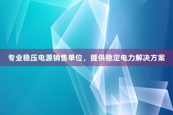 专业稳压电源销售单位，提供稳定电力解决方案